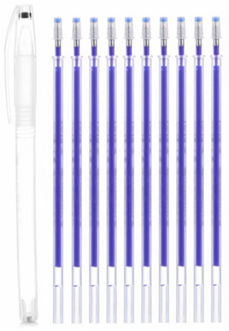 1991프로젝트 원단용 열펜 아이롱펜 0.5mm + 리필심 세트, 10개, 블루