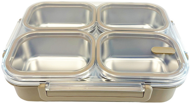 프라이스리스 스텐304 4칸 도시락 (브라운), 1개, 브라운