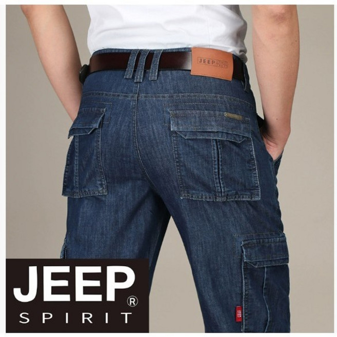 JEEP SPIRIT 지프 스피릿 남성 봄 여름 가을 스트레이트 일자 스판 카고 데님 청바지