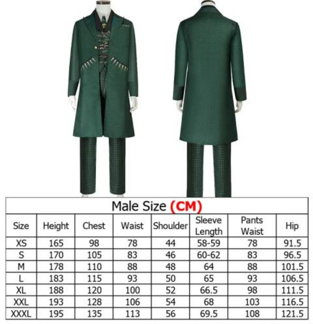 할로윈코스프레의상 A888Party 오즈의 마법사 녹색 유니폼 영화 사악한 셔츠 조끼 바지 코트 남성 CarB666