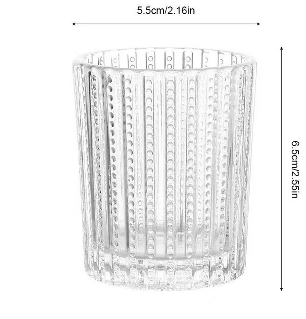 高質感透明玻璃蠟燭容器 DIY香氛蠟燭材料 多用途餐桌裝飾香薰杯, 1個, 小款豎紋小點