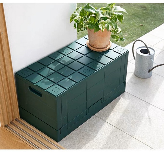 PoPnest 실내 야외 캄핑 다용도 플라스틱 보관함 래폴드 리빙박스 수납 벤치 현관 신발 수납 의자, 1개, 흰색