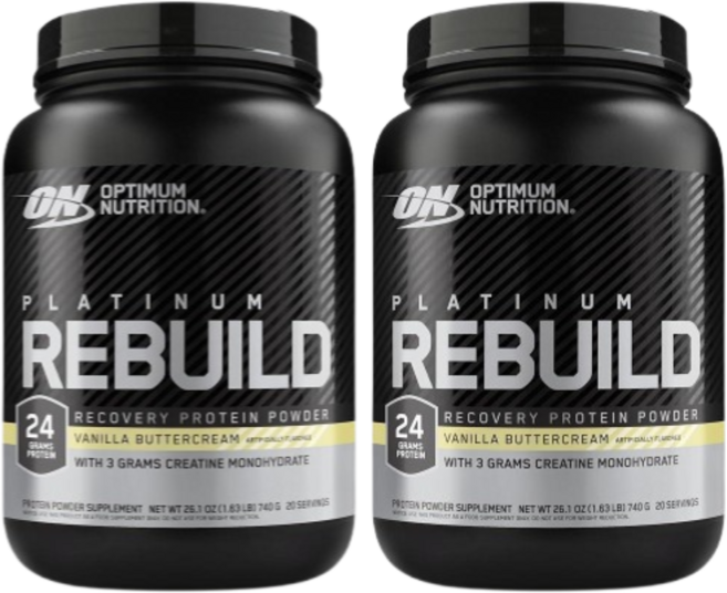Optimum Nutrition Platinum Rebuild 단백질 파우더 크레아틴 바닐라 버터크림 740g 2개