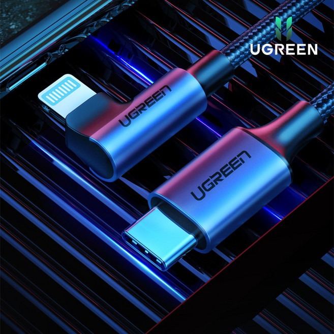 유그린 Mfi C to 라이트닝 ㄱ자 아이폰 고속 충전 케이블 1.5M, 1개