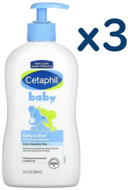 Cetaphil 세타필 베이비 내추럴 카렌듈라 데일리 로션 399ml x3팩 - 쿠팡
