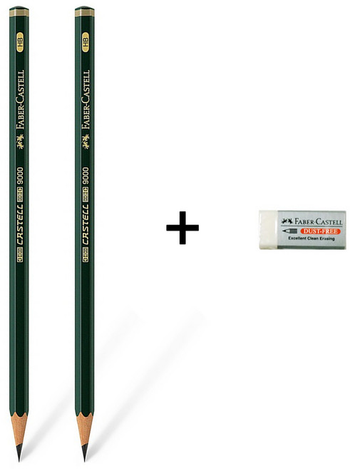 파버카스텔 9000 연필 4B 119004, 4B 연필2개+파버카스텔 187131 지우개 1개, 1세트