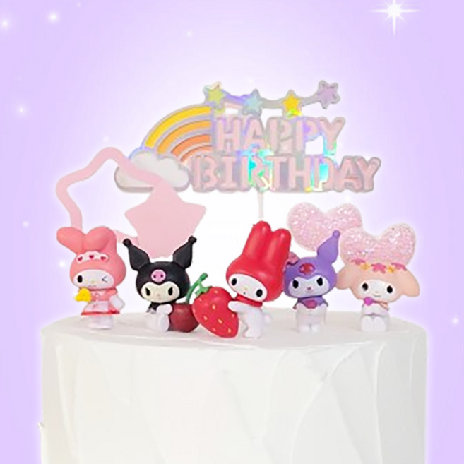 (슈팅스타 후르츠산리오) 케이크토퍼 세트 카페 케이크 꾸미기 생일 파티 피규어 장식, 1세트