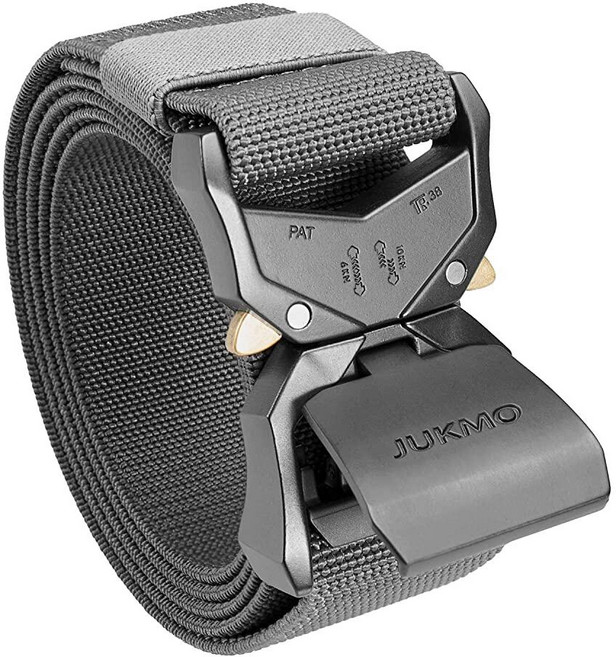 JUKMO 전술 벨트 밀리터리 하이킹 리거 3.8cm(1.5인치) 나일론 웹 작업 벨트 튼튼한 퀵 릴리즈 버클 포함 커피. Small-for Waist 30\"-36\" (