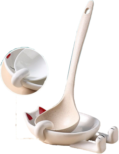 penguin 조리도구 받침대 스푼 거치대 고양이 도자기 2colors, 빨간 귀, 1개