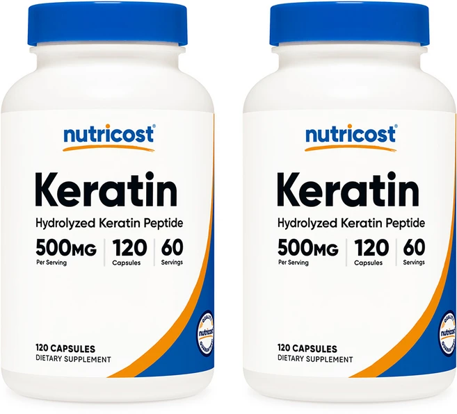 2통 뉴트리코스트 케라틴 펩타이드 글루탐산 시스틴 알기닌 500mg 120캡슐, 2팩, 120정 - 쿠팡