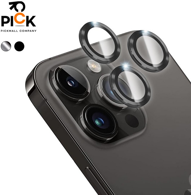 픽몰 메탈링 빛번짐 방지 아이폰 카메라 렌즈 보호 강화유리 쉬운부착 (2COROL), 1개, 블랙 아이폰13PRO/13PROMAX
