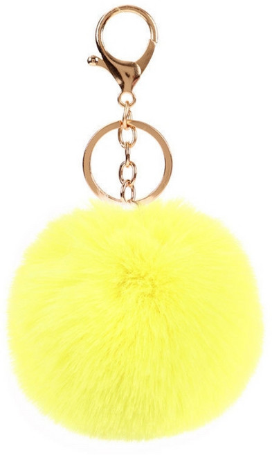 이음모음 털방울 가방 키링, 1개, 옐로우