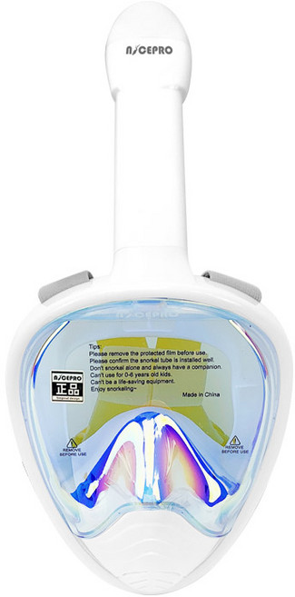 나이스프로 아동용 풀페이스 스노쿨링 마스크, 홀로그램화이트