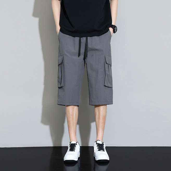 여름 남성 다용도 작업복 7부 바지 루즈핏 편안한 캐주얼 바지