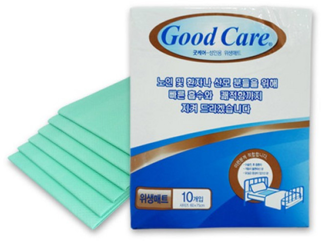 안심 깔개매트 굿케어 방수 위생펄프 일반형 100매 어른 환자 침대까는 기저귀 성인패드, FREE(onesize), 4개, 10매
