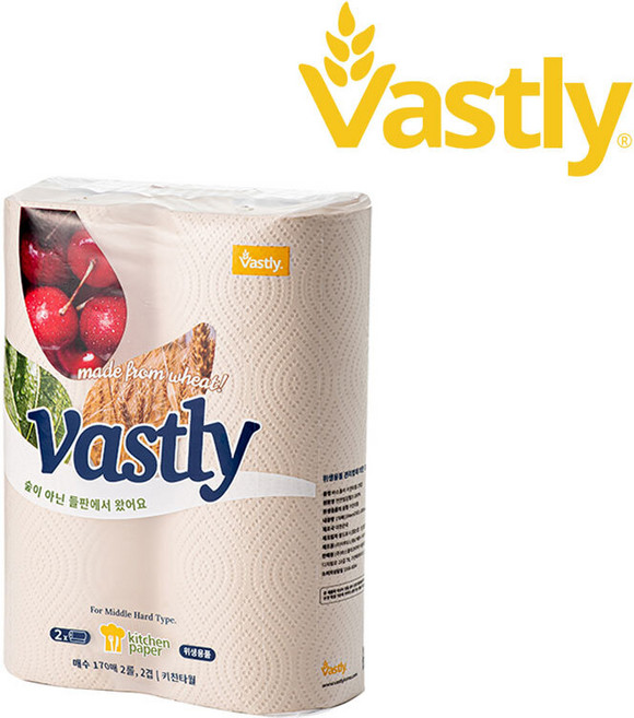 바스틀리 바스틀리 밀짚 키친타올 170매 2롤 (증정 물티슈100매)
