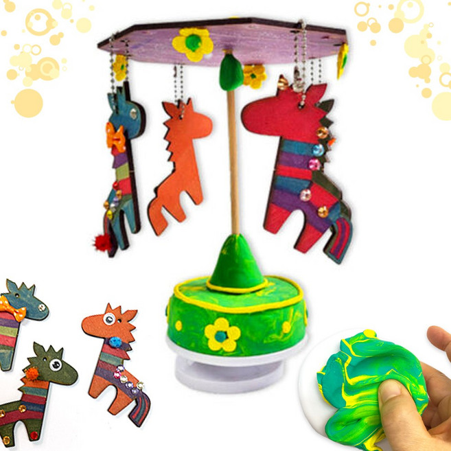 회전목마 오르골 만들기 키트 DIY 꾸미기 회전오르골 데코덴, 회전목마 오르골 만들기(P0000KKC)