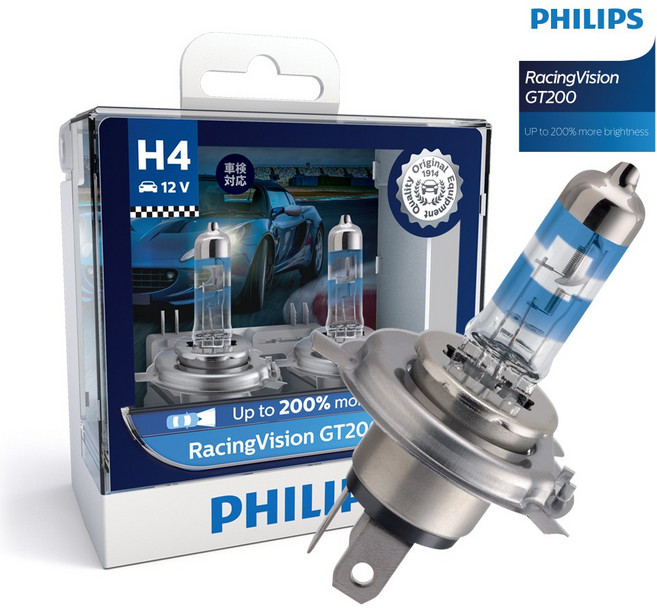 필립스 레이싱비전 GT200 할로겐 램프, 1개, H4