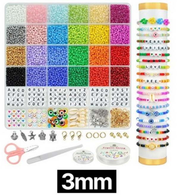 딜러버 비즈공예 세트 팔찌만들기, 1세트, 혼합색상