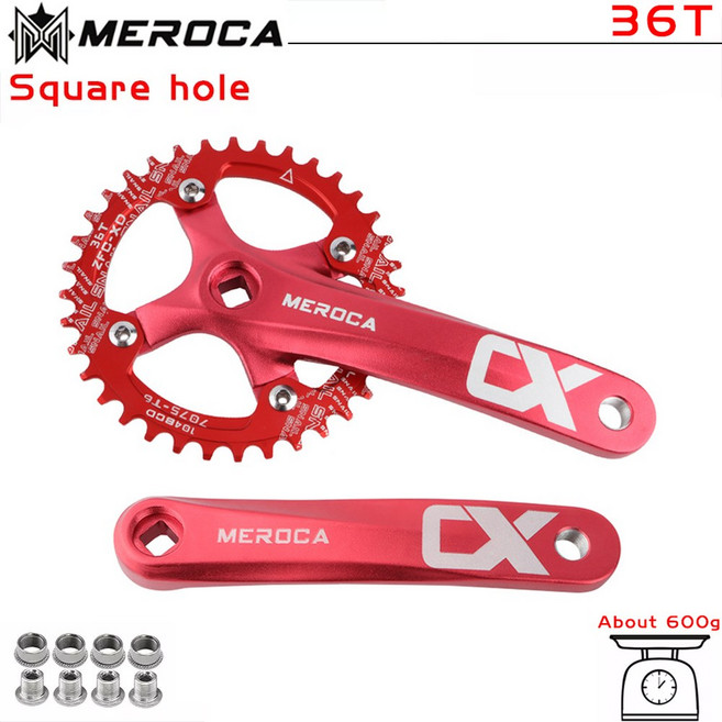 자전거 부품 MEROCA 자전거 크랭크 체인휠 104BCD MTB 크랭크셋 알루미늄 합금 하단 170mm 블랙 32 T 34 36 38 40 42T 플레이트, 1개
