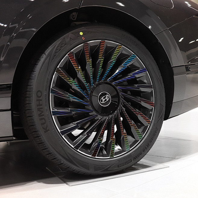 비브랜드 19인치 번개 카본 데칼 스티커 시트지 디올뉴그랜저 GN7 호환용, 헤어라인실버무광