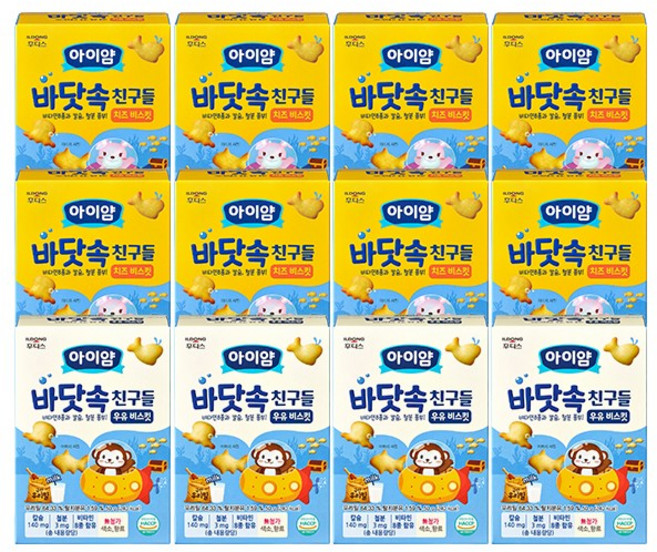 일동후디스 아이얌 바닷속 친구들 12개 혼합, 1세트, 50g, 치즈 비스킷5 + 우유 비스킷3