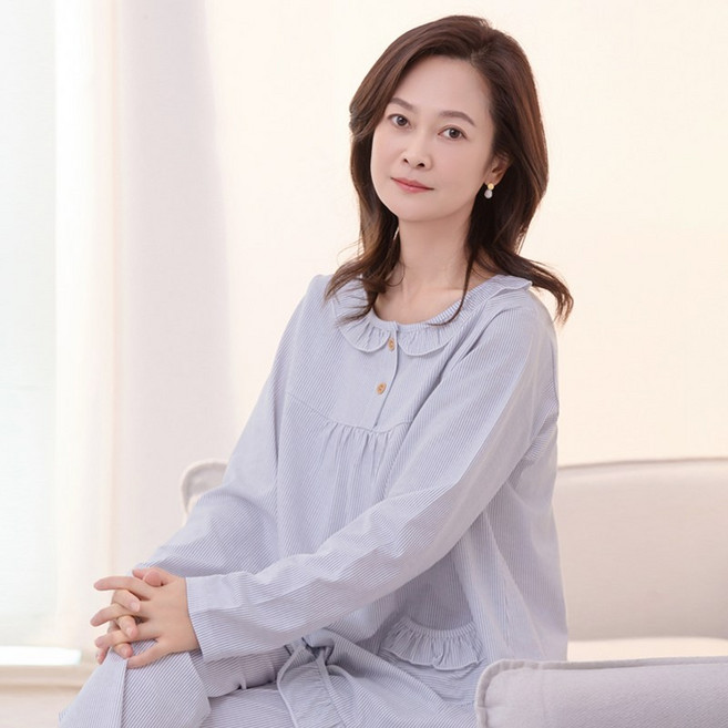 오라이프샵 20수 순면 100% 사계절 긴팔 홈웨어 파자마세트 잠옷 2종