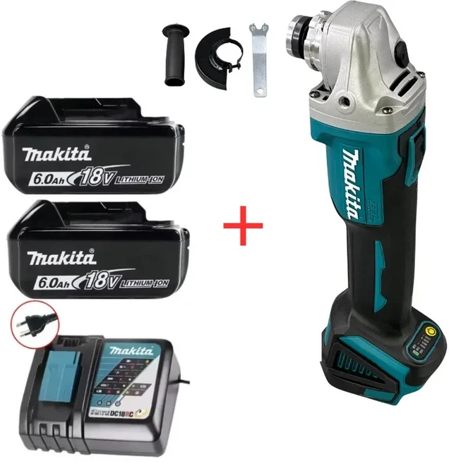 100% 오리지널 마키타 DGA404 125mm 브러시리스 전기 앵글 그라인더 6단 무선 폴리셔 다기능 기계 전동 공, 4-piece set, 1개