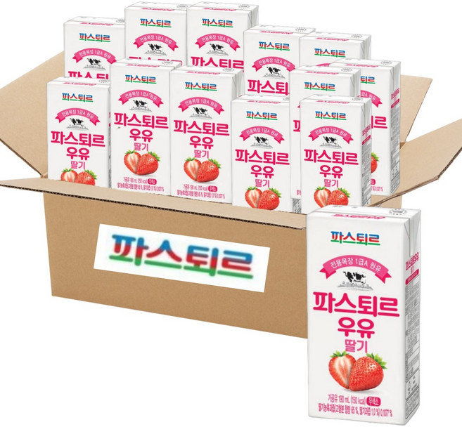 파스퇴르 딸기우유, 190ml, 12개