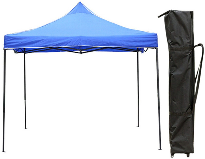 3x3伸縮式快速帳篷 遮陽棚 客廳帳 遮雨棚 停車棚 炊事帳 野炊帳 戶外帳篷 折疊帳篷 擺攤帳篷 四角帳篷 廣告棚, 藍色(送拖輪袋), 藍色, 4-6人