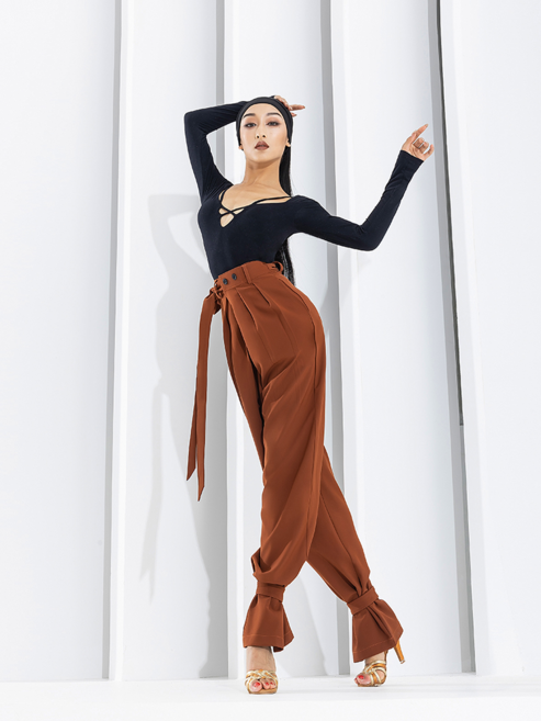 couyor 라인댄스복 라틴댄스복바지 에어로비복, 브라운