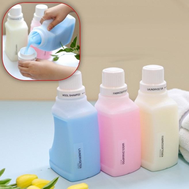 (수담스토어) 세탁세제 액체 플라스틱소분용기 통 손잡이 세탁실정리 2L, 1개