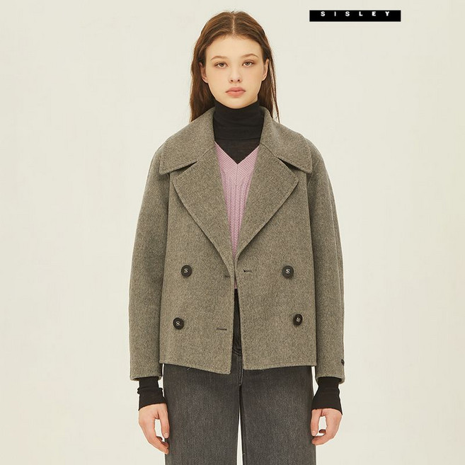 시슬리 버디 헤링본 더블 숏 코트 SACTF2561