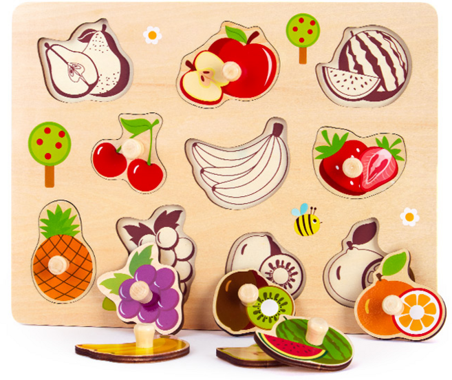 꼭지퍼즐 유아 퍼즐 창의력 장난감 10종세트 퍼즐교구, 과일(854), 1개