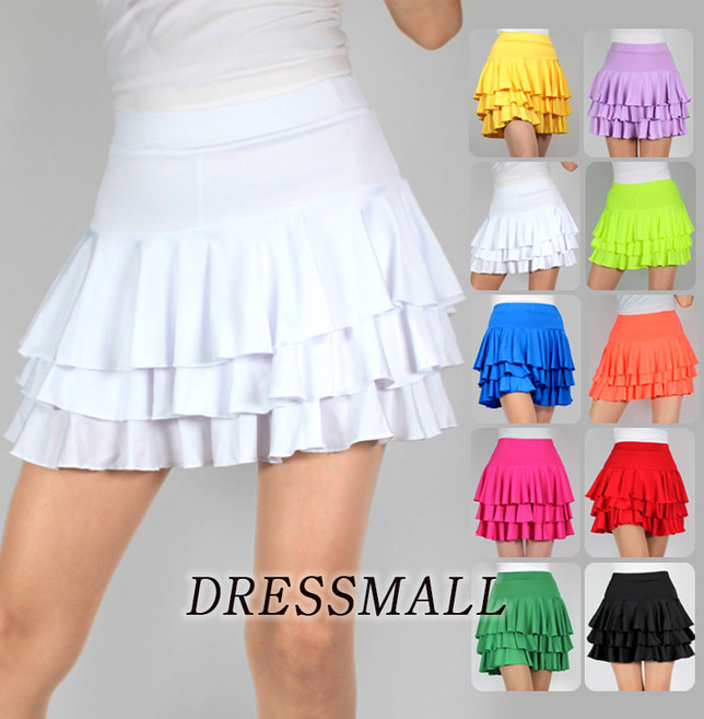 나나 캉캉 스커트 밸리 라틴 라인 챠밍 방송 댄스복, XL, 화이트