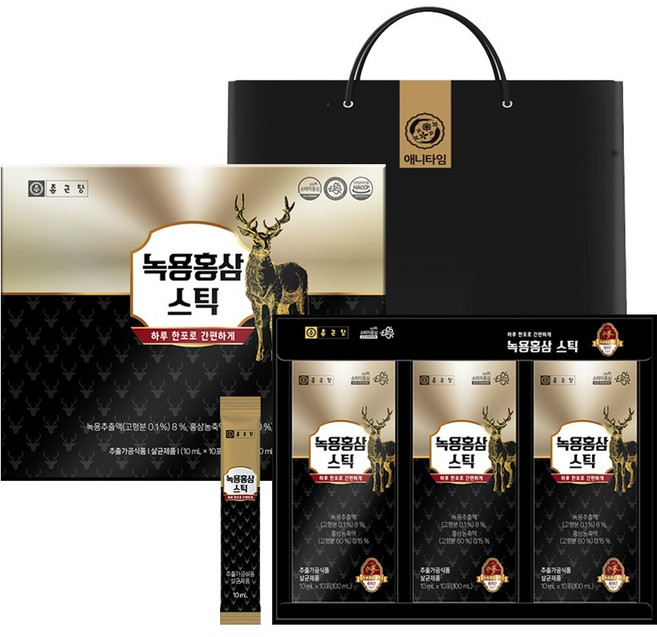 종근당 녹용홍삼 애니타임 스틱 30개입 + 쇼핑백, 300ml, 1개