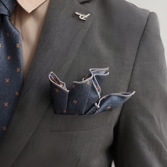 헤링본 도트 클래식 고급 행거치프 남성 손수건 4컬러