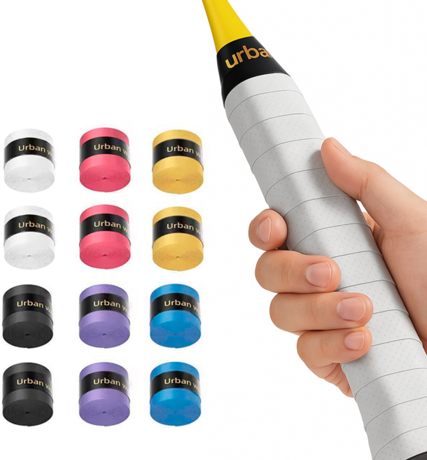 피트젠 테니스 라켓 그립 테이프 배드민턴그립, 12개, 6종(블랙/화이트/옐로우/블루/레드/퍼플)