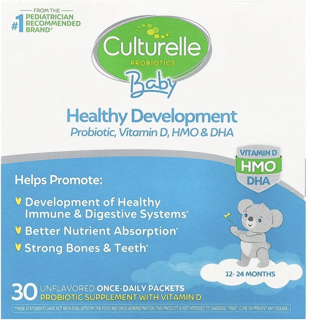 Culturelle 프로바이오틱 유아용 건강 발달 프로바이오틱 비타민D HMO 및 DHA 12~24개월 무맛 하루 1회 팩 30개, Culturelle프로바이오틱유아용건강발달프로바이오틱비 - 쿠팡