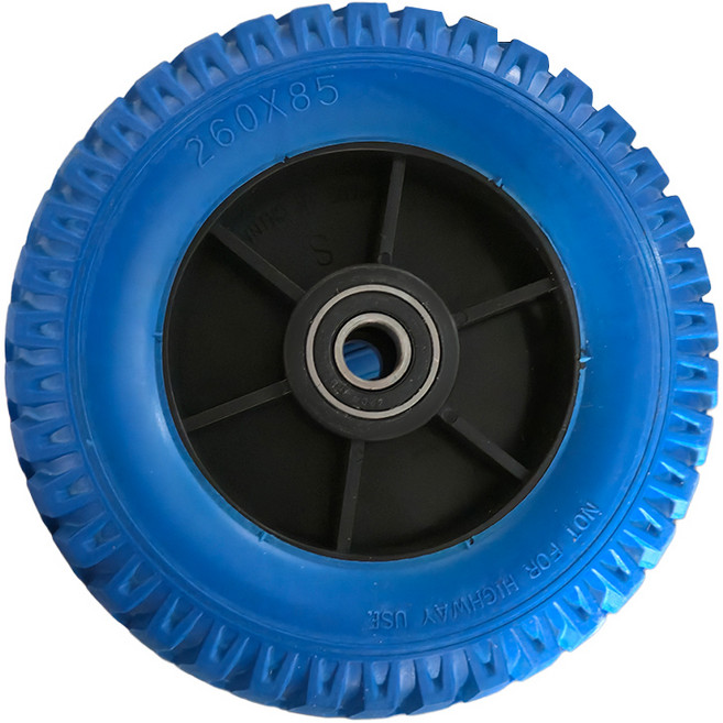 10인치 우레탄 통바퀴 (260-85) 흑색 핸드카 바퀴 손수레 구루마 핸들카 통발포바퀴, 1개