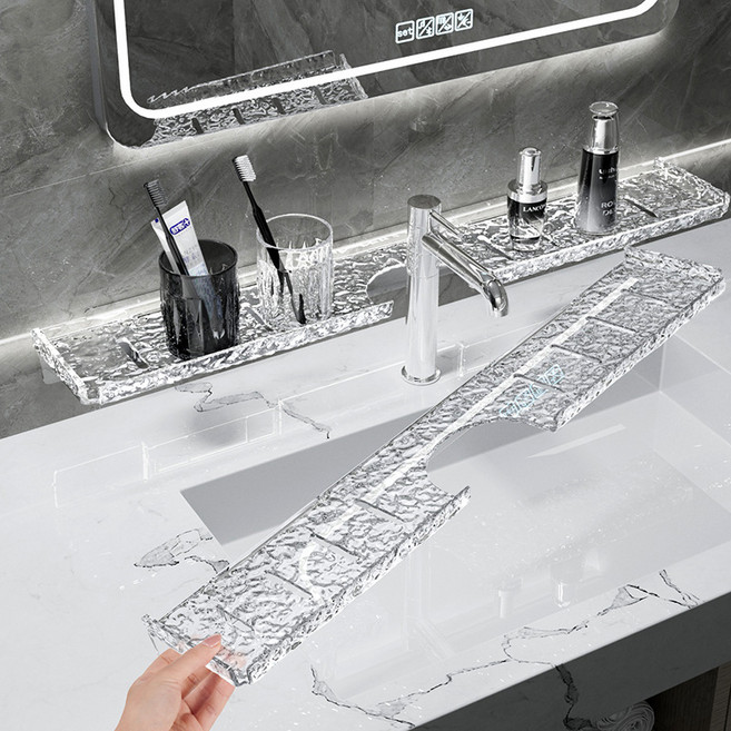 스피릿태드 화장실 무타공 다용도 부착식 초강력 고급스러운 세면대선반, 투명