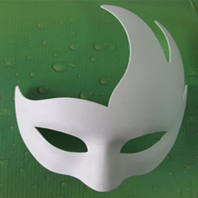 紙面具 火焰半罩 白色空白面具 DIY 畫臉 (附鬆緊帶), 1個, 火焰 半臉