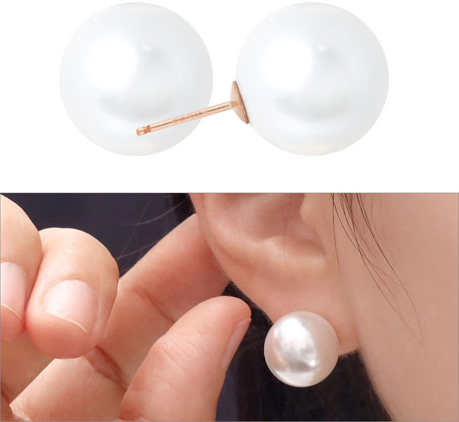 라울스톤 여성용 14K 골드필드핀 진주 데일리 심플 귀걸이 14mm JT308