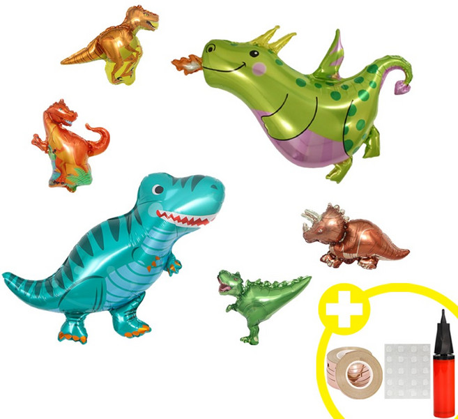공룡풍선 파티용품 대형 공룡 은박풍선 6종 파티커튼 생일파티 용품 세트 인생샷 포토존 연출템 8옵션 [에브리띵스마일] 1213, 1세트, 스몰믹스 풍선