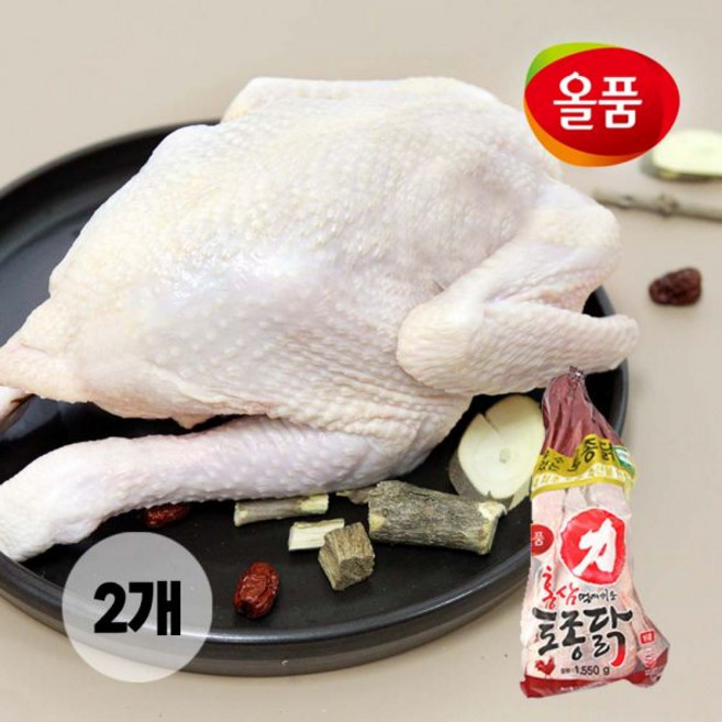 올품 홍삼먹여키운 토종닭 16호 1.55kg 2마리 국내산 부재료 2팩 토종닭 1 550g 2마리 395522, 2개