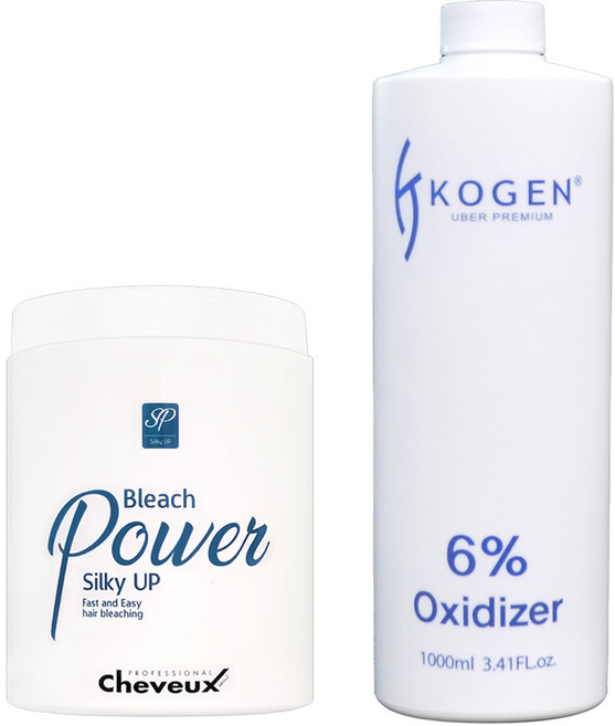 슈보 파워 실키업 블리치 탈색약 + 코겐 산화제 6%, 1개, 1L