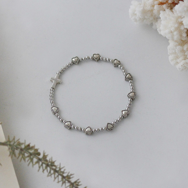 도트하트 묵주팔찌 silver925