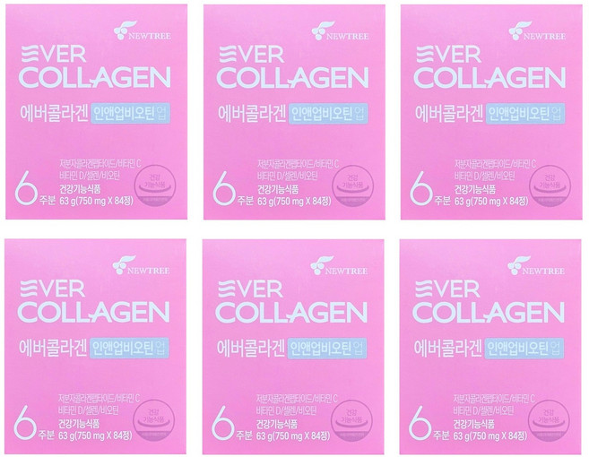 에버콜라겐 인앤업비오틴 업 750mg x 84정 12주분, 6개