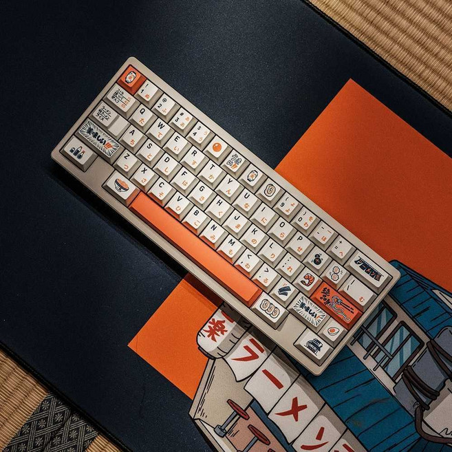일본어키캡 히라가나 키보드 빈티지 영문 기계식 라면 감성 일본어, 이치라쿠 라면 키캡