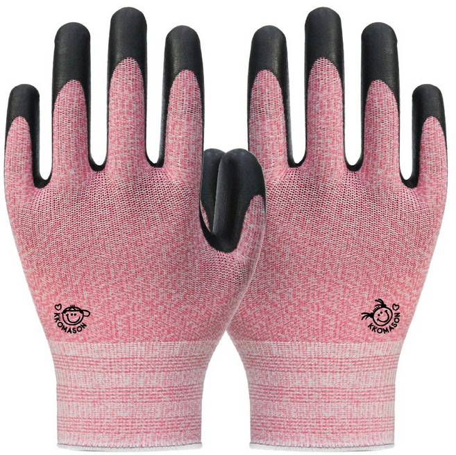 장갑이네 국산 제작 꼬마손 어린이 NBR 코팅장갑 키즈 작업장갑 텃밭 가드닝 갯벌 체험 장갑, 1세트, 핑크 S